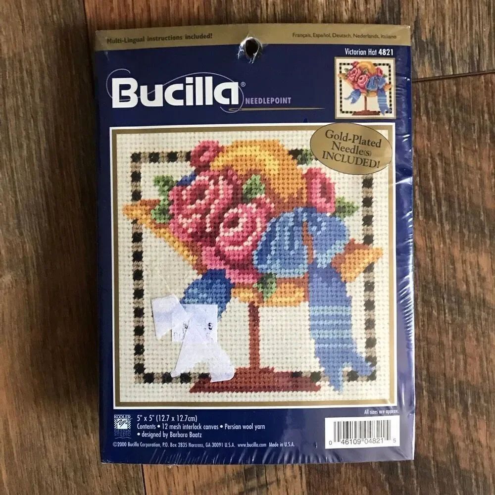 Bucilla Victorian Hat Needlepoint 4821 New in pkg 5” x 5” Barbara Baatz